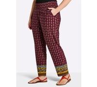 Jerseyhose SHEEGO, Damen, Gr. 46, Normalgrößen, bordeaux, burgund, bedruckt, 95% Viskose, 5% Elasthan, Paisley, gemustert, mehrfarbig, Hosen Jerseyhose (65022049-46) bordeaux, burgund, bedruckt
