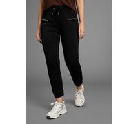 Jerseyhose BRUNO BANANI, Damen, Gr. 42, N-Gr, schwarz, Milano Rib, Obermaterial: 76% Polyester, 20% Viskose, 4% Elasthan, clean, unifarben, figurbetont knöchellang, Hosen Jerseyhose, Saum-Bündchen (16