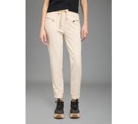 Jerseyhose BRUNO BANANI, Damen, Gr. 46, N-Gr, beige, Milano Rib, Obermaterial: 76% Polyester, 20% Viskose, 4% Elasthan, unifarben, figurbetont knöchellang, Hosen Jerseyhose, figurbetonte Passform, knö