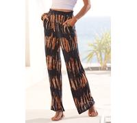 Jerseyhose BUFFALO, Damen, Gr. 36, N-Gr, blau (marine, bedruckt), Jersey, Obermaterial: 100% Viskose, bedruckt, figurumspielend lang, Hosen Jerseyhose, mit Alloverdruck und elastischem Bund, Sommerhos