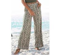 Jerseyhose BUFFALO Gr. 36, N-Gr, bunt (khaki, sand bedruckt) Damen Hosen Strandhosen mit Alloverdruck in Paperbag-Optik, Wide-Leg (92463041-36)