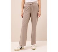 Jerseyhose CECIL, Damen, Gr. L, Länge 30, beige (natural taupe), Stoff, 75% Polyester, 20% Viskose, 5% Elasthan, unifarben, loose fit lang, Hosen Jerseyhose, High Waist (78817915-L) natural taupe