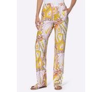 Jerseyhose HEINE, Damen, Gr. 40, Normalgrößen, rosa (hellrosé, ecru, bedruckt), 95% Polyester, 5% Elasthan, bedruckt, gemustert, mehrfarbig, lang, Hosen Jerseyhose (18743008-40) hellrosé, ecru, bedruc