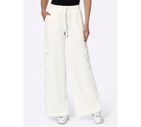 Jerseyhose HEINE, Damen, Gr. 42, Normalgrößen, beige (ecru), 50% Modal, 44% Polyester, 6% Elasthan, unifarben, Hosen Jerseyhose (81192733-42) ecru