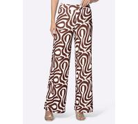 Jerseyhose HEINE, Damen, Gr. 42, Normalgrößen, braun (ecru, schoko, bedruckt), 95% Polyester, 5% Elasthan, bedruckt, gemustert, mehrfarbig, Hosen Jerseyhose (22790112-42) ecru, schoko, bedruckt