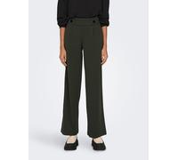 Jerseyhose JDY "JDYGEGGO NEW LONG PANT JRS NOOS", Damen, Gr. L (40), Länge 30, grün (peat detail:schwarz buttons), Jersey, Obermaterial: 95% Polyester, 5% Elasthan, unifarben, relaxed fit lang, Hosen