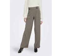 Jerseyhose JDY "JDYGEGGO NEW LONG PANT JRS NOOS", Damen, Gr. XS (34), Länge 30, grau (driftwood detail:schwarz buttons), Jersey, Obermaterial: 95% Polyester, 5% Elasthan, unifarben, relaxed fit knöche