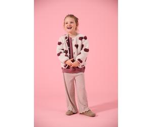 Jerseyhose KIDS ONLY "KMGMAUDE LIFE STRIPE WIDE PANT JRS NOOS", Mädchen, Gr. 110, N-Gr, oatmeal stripes:rose braun, Jersey, Obermaterial: 66% Polyester, 30% Viskose, 4% Elasthan, weit normal, Hosen Je