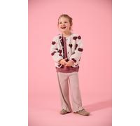 Jerseyhose KIDS ONLY "KMGMAUDE LIFE STRIPE WIDE PANT JRS NOOS", Mädchen, Gr. 128, N-Gr, oatmeal stripes:rose braun, Jersey, Obermaterial: 66% Polyester, 30% Viskose, 4% Elasthan, weit normal, Hosen Je