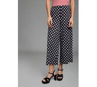 Jerseyhose LAURA SCOTT "CULOTTE", Damen, Gr. 42, N-Gr, schwarz-weiß (schwarz), Jersey, Obermaterial: 95% Polyester, 5% Elasthan, gepunktet, Hosen Jerseyhose, aus Polyester, mit gepunkteter Optik (3112