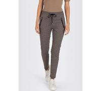Jerseyhose MAC "easy smart", Damen, Gr. 44, Länge 29, beige (sand stone printed), Jersey, Obermaterial: 83% Polyester, 12% Viskose, 5% Elasthan, slim fit knöchelfrei, Hosen Jerseyhose, mit dezenten Re