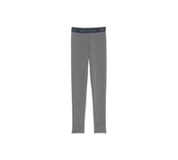 Jerseyhose MARC O'POLO "aus warmem Baumwoll-Mix", Mädchen, Gr. 116/122, Normalgrößen, beige (grau denim), Obermaterial: 65% Polyester, 30% Baumwolle, 5% Elasthan, unifarben, figurbetont normal, Hosen 