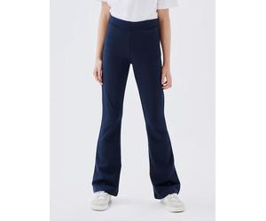 Jerseyhose NAME IT "NKFFRIKKALI für Mädchen mit ausgestelltem Bein und Viskose", Mädchen, Gr. 152, N-Gr, blau (schwarz sapphire), Web, Obermaterial: 67% Viskose, 28% Polyester, 5% Elasthan, unifarben,