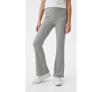 Jerseyhose NAME IT "NKFNAKAL BOOTCUT LEGGING NOOS", Mädchen, Gr. 146, N-Gr, grau melange (blank), Feinripp, Obermaterial: 95% Baumwolle, 5% Elasthan, meliert, unifarben, bootcut fit lang, Hosen Jersey