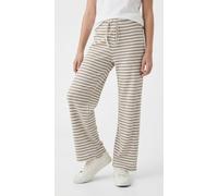 Jerseyhose NAME IT "NKFSURAJA STRAIGHT PANT NOOS", Mädchen, Gr. 140, N-Gr, grau (mocha meringue), Rippware, Obermaterial: 95% Baumwolle, 5% Elasthan, gestreift, straight fit knöchellang, Hosen Jerseyh