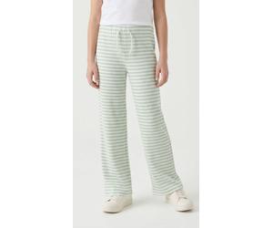 Jerseyhose NAME IT "NKFSURAJA STRAIGHT PANT NOOS", Mädchen, Gr. 146, N-Gr, aqua foam, Rippware, Obermaterial: 95% Baumwolle, 5% Elasthan, gestreift, straight fit knöchellang, Hosen Jerseyhose (9777596