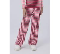 Jerseyhose NAME IT "NKFSURAJA STRAIGHT PANT NOOS", Mädchen, Gr. 146, N-Gr, rot (lollipop), Rippware, Obermaterial: 95% Baumwolle, 5% Elasthan, geringelt, gestreift, straight fit knöchellang, Hosen Jer