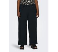Jerseyhose ONLY CARMAKOMA "CARSANIA BUTTON PANT JRS PNT NOOS", Damen, Gr. XL (54), Länge 32, schwarz, Jersey, Obermaterial: 95% Polyester, 5% Elasthan, unifarben, regular fit normal, Hosen Jerseyhose