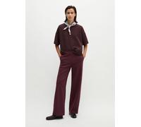 Jerseyhose MARC O'POLO "aus Interlock-Qualität", Damen, Gr. 44, Normalgrößen, braun (schwarz cherry), Obermaterial: 78% Baumwolle, 18% Polyester, 4% Elasthan, unifarben, regular fit normal, Hosen Jers