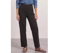 Jerseyhose STREET ONE "Style Amalia", Damen, Gr. 42, Länge 28, schwarz coffee, Jersey, Obermaterial: 61% Viskose, 32% Polyamid, 7% Elasthan, unifarben, normal lang, Hosen Jerseyhose, mit Gummizug und