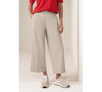 Jerseyhose STREET ONE, Damen, Gr. 44, Länge 26, beige (cobble stone), Jersey, 52% Polyester, 46% Viskose, 2% Elasthan, unifarben, comfort fit 7/8-Länge, Hosen Jerseyhose, mit Wide Legs (15225814-44) c