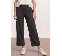 Jerseyhose STREET ONE, Damen, Gr. 44, Länge 26, grau (deep earth), Jersey, 95% Viskose, 5% Elasthan, unifarben, loose fit knöchelfrei, Hosen Jerseyhose, High Waist (17789262-44) deep earth
