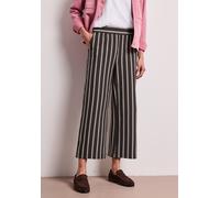 Jerseyhose STREET ONE, Damen, Gr. 44, Länge 26, schwarz-weiß (espresso braun), Jersey, 70% Baumwolle, 26% Polyester, 4% Elasthan, gestreift, comfort fit normal, Hosen Jerseyhose, im Streifendesign (83