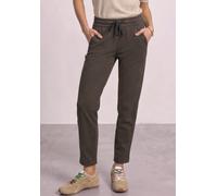 Jerseyhose STREET ONE, Damen, Gr. 46, Länge 28, schwarz coffee, Jersey, 68% Polyester, 30% Viskose, 2% Elasthan, unifarben, loose fit knöchelfrei, Hosen Jerseyhose, Middle Waist (92230606-46) schwarz