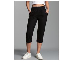 Jerseyhose TRIGEMA "TRIGEMA 3/4 Freizeithose", Damen, Gr. XL, Normalgrößen, schwarz, Single Jersey, 100% Baumwolle, Hosen Jerseyhose (403672-XL) schwarz