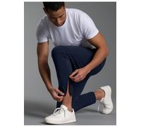Jerseyhose TRIGEMA "TRIGEMA Freizeithose mit Bein-Reißverschluss", Herren, Gr. XL, Normalgrößen, blau (navy), Web, 74% Nylon, 26% Elastan, Basic, Hosen Jerseyhose (20096339-XL) navy