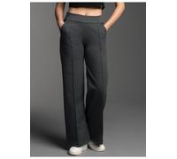 Jerseyhose TRIGEMA "TRIGEMA Freizeithose mit weitem Bein und hohem Bund", Damen, Gr. M, Normalgrößen, grau (anthrazit, melange), Sweatware, 70% Baumwolle, 30% Polyester, Basic, Hosen Jerseyhose (95233