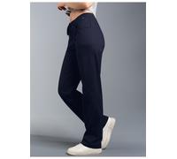 Jerseyhose TRIGEMA "TRIGEMA Hüfthose DELUXE Baumwolle", Damen, Gr. M, US-Größen, blau (navy), 100% Baumwolle, Basic, Hosen (21964531-M) navy
