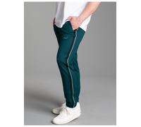 Jerseyhose TRIGEMA "TRIGEMA Jogginghose mit Seitenstreifen", Herren, Gr. M, US-Größen, saphir, 70% Baumwolle, 30% Polyester, Basic, Hosen Jerseyhose (49900305-M) saphir