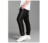 Jerseyhose TRIGEMA "TRIGEMA Jogginghose mit Seitenstreifen", Herren, Gr. XXL, US-Größen, schwarz, 70% Baumwolle, 30% Polyester, Basic, Hosen Jerseyhose (25836810-XXL) schwarz
