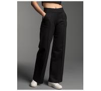 Jerseyhose TRIGEMA "TRIGEMA Jogginghose mit weitem Bein", Damen, Gr. L, US-Größen, schwarz, 70% Baumwolle, 30% Polyester, Basic, Hosen Jerseyhose (76619304-L) schwarz