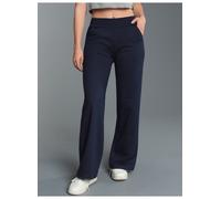 Jerseyhose TRIGEMA "TRIGEMA Jogginghose mit weitem Bein", Damen, Gr. M, US-Größen, blau (navy), 70% Baumwolle, 30% Polyester, Hosen Jerseyhose (47431412-M) navy