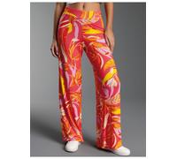 Jerseyhose TRIGEMA "TRIGEMA Leichte Hose mit Allover-Muster "Aloha", Damen, Gr. XXL, Normalgrößen, bunt (koralle), Jersey, 94% Viskose, 6% Elasthan, Hosen Jerseyhose (40462850-XXL) koralle