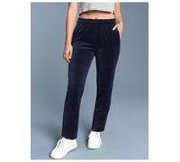 Jerseyhose TRIGEMA "TRIGEMA Nicki Hose mit praktischen Eingrifftaschen", Damen, Gr. S, US-Größen, blau (navy), 80% Baumwolle, 20% Polyester, Basic, Hosen (73272543-S) navy
