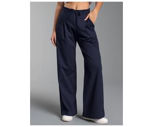 Jerseyhose TRIGEMA "TRIGEMA Wide Leg Hose", Damen, Gr. XL, Normalgrößen, navy, Piqué, 100% Baumwolle, Basic, Hosen Jerseyhose (98607225-XL) navy