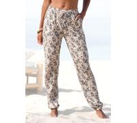 Jerseyhose VIVANCE, Damen, Gr. 38, N-Gr, beige (beige, bedruckt), Jersey, Obermaterial: 100% Viskose, geblümt, figurumspielend lang, Hosen Jerseyhose, mit Blümchendruck und Taschen, Sommerhose, elasti