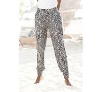 Jerseyhose VIVANCE, Damen, Gr. 38, N-Gr, schwarz-weiß (schwarz, weiß bedruckt), Jersey, Obermaterial: 100% Viskose, animal-print, bedruckt, figurumspielend lang, Hosen Jerseyhose, mit Animalprint und 