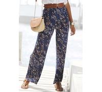 Jerseyhose VIVANCE, Damen, Gr. 40, N-Gr, bunt (blau, rosé bedruckt), Jersey, Obermaterial: 100% Viskose, bedruckt, figurumspielend bodenlang, Hosen Jerseyhose, mit Alloverdruck, bequeme Sommerhose in 