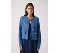 MORE & MORE - Jerseyjacke mit Fransenkante blau - Gr. - 42