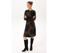 Jerseykleid ANISTON CASUAL, Damen, Gr. 38, N-Gr, braun (braun, schwarz, hellbraun), Single Jersey, Obermaterial: 95% Viskose, 5% Elasthan, bedruckt, gemustert, figurumspielend knieumspielend, Rundhals