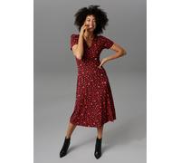 Jerseykleid ANISTON CASUAL, Damen, Gr. 40, N-Gr, rot (schwarz, rot), Single Jersey, Obermaterial: 95% Viskose, 5% Elasthan, bedruckt, geblümt, figurbetont kniebedeckend, V-Ausschnitt, Kleider Jerseykl