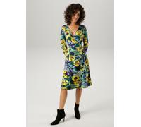 Jerseykleid ANISTON CASUAL, Damen, Gr. 46, N-Gr, bunt (salbei, gelb, dunkelgrün, nachtblau, flieder, rosa, moosgrün), Single Jersey, Obermaterial: 95% Viskose, 5% Elasthan, bedruckt, geblümt, figurums
