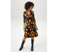 Jerseykleid ANISTON CASUAL, Damen, Gr. 48, N-Gr, schwarz (schwarz zimt, orange, dunkelgrün, hellgrün, ocker, gelb, petrolblau, braun, heige), Single Jersey, Obermaterial: 95% Viskose, 5% Elasthan, bed