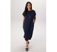 Jerseykleid ANISTON PLUS, Damen, Gr. 44, N-Gr, marine, Jersey, Obermaterial: 48% Polyester, 48% Viskose, 4% Elasthan, unifarben, bequem ca. Mitte Wade, Rundhals, Kleider Jerseykleid, mit Eingrifftasch
