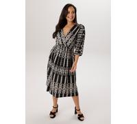 Jerseykleid ANISTON PLUS, Damen, Gr. 44, N-Gr, schwarz, weiß, Jersey, Obermaterial: 95% Viskose, 5% Elasthan, figurumspielend kniebedeckend, V-Ausschnitt, Raglanärmel mit Gummizug, Kleider Jerseykleid