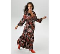 Jerseykleid ANISTON PLUS, Damen, Gr. 48, N-Gr, rot (marine, orange, weiß, lila, bordeaux), Jersey, Obermaterial: 95% Viskose, 5% Elasthan, Paisley, bedruckt, figurumspielend knöchelfrei, V-Ausschnitt,